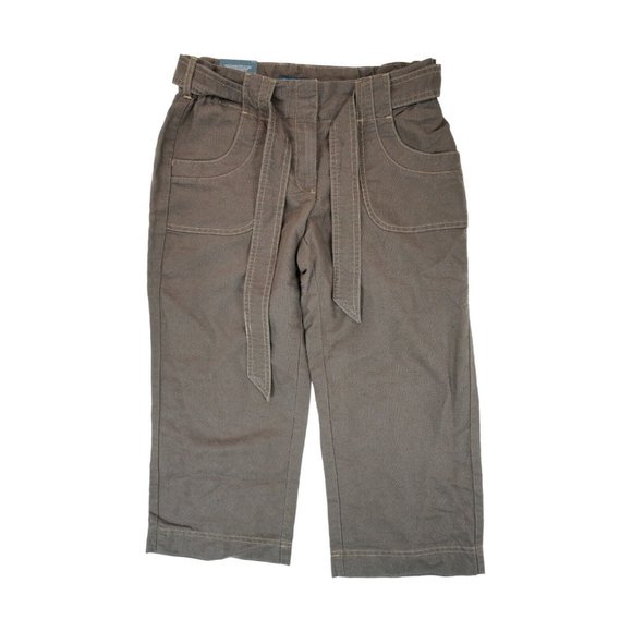 NWT Tommy Hilfiger‎ Womens High Rise Wide Leg Cropped Pants Capris Sz 8 Brown - Picture 1 of 6